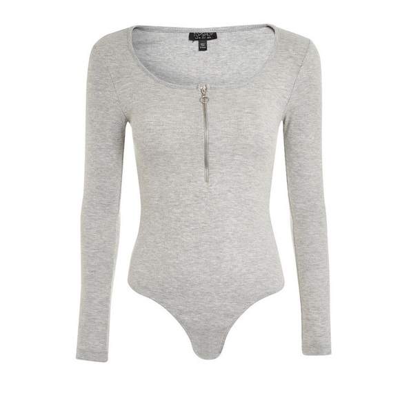 TOPSHOP | Front Zip Ribbed Bodysuit Top - Picture 2 of 2